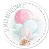 Generic 25 Etichette con Foro Rotonde per bomboniere Battesimo, in cartoncino Rigato, Adatte per Maschietto e Femminuccia, Il Mio Battesimo. Elefantino Azzurro-Rosa