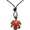 Handmade Ciondolo con Foglia in Oro Giallo 18 Kt (750) e Corallo Rosso Naturale - pendente con girocollo - gioiello -