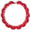 Handmade collana da donna, Gioielli all'uncinetto, girocollo di pizzo con cristalli di vetro, rosso e grigio, Made in Italy, Bijoux da donna, Lavorazione Artigianale