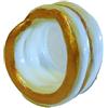 Generic Gioielli da donna: Anello a spirale in ceramica smaltata, bianco e oro, taglia 55 French o 7.5 US