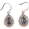 Generico Orecchini in labradorite naturale fatti a mano, orecchini tradizionali in argento sterling 925 con pietre preziose a forma di pera, regalo per lei