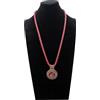 Generico collana rossa con ciondolo pendente cristallo luminoso rosa di perline vetro bronzo, regalo donna