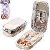 Starnearby Taglia Pillole Portatile, Taglia Pastiglie in 2 in 4 di Precisione, Divisore Compresse Regolabile, Portapillole con Taglierina per Compresse Piccole e Grandi (Bianco, 1/2 + 1/3 + 1/4)