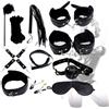 TAUOE Coppia Prop Set Peluche Bracciale Collare Catena di Traino Frusta di Pelle Giocattolo (Nero)