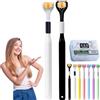 Gienslru Sensory Joy Spazzolino da denti a 3 lati, Spazzolino da denti a tre lati, setole morbide a forma di V, pulisce ogni dente per coprire completamente lo spazzolino (2 pezzi, A (adulto)