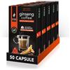 King Cup - 5 Confezioni da 10 Capsule di Ginseng con Zucchero di Canna, 50 Capsule 100% Compatibili con Sistema Nespresso di Bevanda al Gusto di Ginseng, Senza Glutine e Senza Lattosio