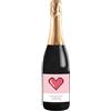 Bottle-Up Idea regalo spumante Prosecco DOC, bottiglia personalizzata con etichetta esclusiva e originale per San Valentino, bomboniere, anniversario di fidanzamento e di matrimonio (0,75L, Cuore Pixel)
