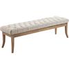 CLP Panca Design Chesterfield Ramses In Stoffa I Panchina Ingresso Capitonné Telaio Legno Chiaro I Panchina Fondo Letto Capitonné, Colore:crema, Dimensione:150 cm