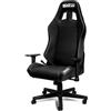 Sparco Sedia Ufficio Gaming Coach, Schienale Reclinabile 150°, Braccioli 2D, Supporto Lombare, Ecopelle, 60x60x100 cm (Fodera nera - Cuciture argento)