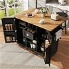 TOBIDOEN Cucina isola carrello cucina cucina 140 x 70 x 93,5 cm, armadio cucina con piano di lavoro pieghevole in legno, carrello da cucina con ruote, porta asciugamani, scaffale per porta e scaffali