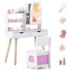 COSTWAY Set Toeletta Trucco per Bambini 3+ con Luce a 3 Colori, Bianco