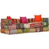vidaXL Pouf Modulare 3 Posti Tessuto Patchwork Divano Divanetto Sofà Salone