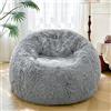 XeGe Fodera per poltrona sacco gigante (senza imbottitura), 1,5 m, ultra morbida, in finta pelliccia, colore grigio, per soggiorno, camera da letto, decorazione per la casa, grigio chiaro