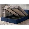 Interbeds Letto Contenitore Imbottito 120x200 cm con Rete a Doghe - Letto Matrimoniale Blu in Velluto, Vano Contenitore, Struttura Imbottita, Portata fino a 300 kg, Senza Materasso (blu, 120x200)