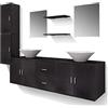 vidaXL Set 9pz Mobili da bagno armadietti ripiani specchio lavabo lavandino nero