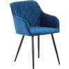 CLP Sedia da Pranzo Shila Fodera A Rombi I Poltroncina Salone Comfort in Velluto O Stoffa con Braccioli, Colore:Blu, Materiale:Velluto