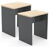 VCM Set di 2 sgabelli in Legno cubo poggiapiedi tavolino Esal Set di 2 sgabelli in Legno cubo poggiapiedi tavolino Esal Antracite/Rovere Miele
