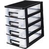Alipis Mobiletto da Scrivania a 4 Livelli Cassetti in Plastica Nera, Organizer Portatile per Ufficio e Studio, Design Semplice per Riporre in Modo Ordinato Oggetti