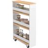 IDMarket - Credenza salvaspazio HAGA carrello portaoggetti a più livelli bianco e faggio
