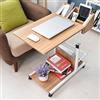 sogesfurniture Tavolo per computer portatile regolabile in altezza, tavolino mobile da divano, tavolo con ruote, spazio di archiviazione, per camera da letto, soggiorno, 50 x 40 x 55 - 80 cm, rovere