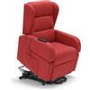 REDÒKASA Poltrona relax elettrica Bilbao per anziani, 2 motori, 2 o 4 ruote, reclinazione e alzapersona, kit optional batteria, braccioli estrabili e tavolino opzionale (4 Ruote, Rosso)