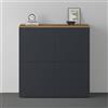 doporro Mobile Organizzatore Credenza Buffet in Legno con 4 Ante Push-to-Open e Soft-Close per Soggiorno, Sala da Pranzo o Ingresso, 100x36,4x100 cm Marrone chiaro e Antracite opaco Schrank04
