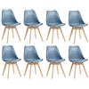 DEYARNA HOME Set di 8 Sedie da Pranzo Moderne, Sedie Imbottite per la Sala da Pranzo, Sedie da Cucina Scandinave con Gambe in Legno di Faggio (Blu scuro)