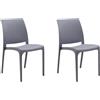 HOUSE COLLECTION , SEDIE VOLGA, SENZA BRACCIOLI, IN POLIPROPILENE, GRIGIO CHIARO, DESIGN IMPILABILE, (BCA176x2)