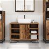 HETFTJN Mobiletto Bagno Salvaspazio in Legno Riciclato, Colore Marrone, Dimensioni 91x35x60 cm, per Interni con Scaffali Incorporati