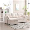 Soweiz Divano Letto Multifunzionale Con Chaise Longue Sostituibile, Sedile Portaoggetti, Forma a L, Set Ad Angolo per Soggiorno (Beige)