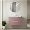 Inbagno Mobile Bagno Sospeso Linea Zena - L 100 Cm - Rosa Cannettato - Con 2 Cassetti Soft Close E Lavabo In Ceramica E Specchio Tondo