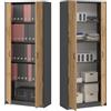BDW Tom - Armadio con scaffale, pannello in strato, 2 ante, 5 ripiani, opaco, per ufficio, dormitorio, corridoio (grafite/rovere Wotan, 180 x 75 x 35 cm)