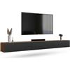 Planetmöbel Mobile TV West, porta TV lungo 300 cm, mobiletto TV sospeso o da appoggio, mobile TV per soggiorno, 3X mobile porta TV 37,8 x 100 x 30 cm, rovere dorato antracite