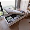 BestAlice Letto singolo imbottito 90 x 200 cm, divano letto con LED e vano portaoggetti idraulico, telaio letto, letto per bambini, divano letto con rete a doghe, senza materasso, velluto, beige