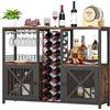 Homeiju Mini Bar per Casa, Mobile Bar in Legno per Caffè, Moderno Armadio per Liquori e Bicchieri, Armadio da Buffet in Stile Farmhouse per Vino con Credenza Portaoggetti per Cucina e Sala da Pranzo a