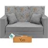 Flumi Personalizzato Divanetto Bambini con Funzione Sleep - 3 in 1 | Divani Piccoli | Divano Bambini | Colore: (Grigio + Capriolo)