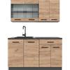 Vicco Cucina monoblocco R-Line, Rovere dorato, 140 cm, PL Antracite, adatto per l'espansione flessibile con moduli aggiuntivi