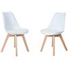 H.J WeDoo Set di 2 Sedie Sala da Pranzo Imbottite Moderne, Sedie Cucina con Gambe in Faggio, Bianco