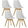 GrandCA HOME Set di 4 Sedie da Pranzo Sedie da Cucina con Gambe in Legno di Pino, Adatte per Sala da Pranzo, Soggiorno, Cucina, Camera da Letto, Bianco-PE