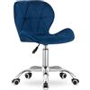 Home Collective Sedia girevole sedia da ufficio sedia da scrivania rivestita in velluto blu | Regolabile in altezza con sedile ergonomico