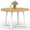 IDMarket - Tavolo da pranzo rotondo SELMA 4-6 persone in legno e bianco 110 cm