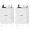 WOLTU Set di 2 Comodini, Bianco, 39x28,5x54,5 cm