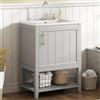 SUKY Mobile da bagno singolo, 60 cm, con lavabo in ceramica con ripiano, MDF, 61 x 47 x 87 cm (grigio chiaro)