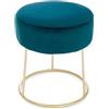 Yellowshop - Pouf sgabello Ø 35xH40 cm in velluto CLARA Giallo ocra Grigio Verde bottiglia Verde petrolio (Verde petrolio)