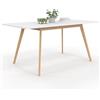 IDMarket - Tavolo rettangolare allungabile scandinavo per 4-8 persone INGA, bianco 110-150 cm