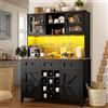 DACHETOU Mobile da cucina alto, nero, 120 × 40 × 170 cm, con 4 ante e 3 cassetti, credenza, credenza, credenza, armadietto da cucina, credenza