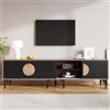 NADEUSAK Mobile TV, 50 x 180 cm, con 2 armadi, ripiani aperti, colore legno + nero, adatto per TV da 80 pollici