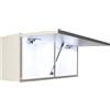 Milionmeblicom Mobilietto Pensile da Bagno Laura Salvaspazio Mobile da Parete Sospeso Armadietto Pieghevole con Apertura Telescopica Mobilietti Illuminazione a LED, Bianco Lucido, 30 x 60 x 23 cm