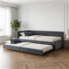 Julyue Divano letto imbottito 90 x 200 cm, allungabile, 2 posti, divano pieghevole a forma di L, 90 x 200 cm, con rete a doghe, divano letto con funzione sonno, velluto (grigio)