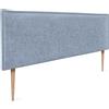 DHOME Testiera in lino naturale con bordo della testiera imbottito Letto moderno TOP TRENDING (Blu, 145x105cm con Gambe (Letto 120/135/140))